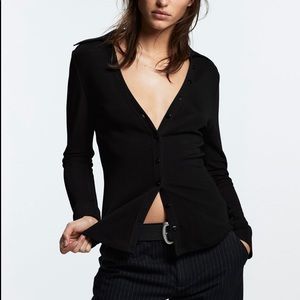 Zara Black Button down collared top